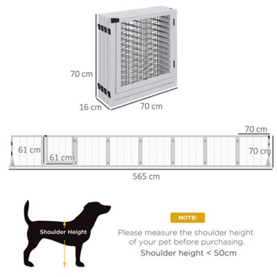 PawHut 8 Panels Freestanding Dog Barrier for S and M Dogs - White - 3