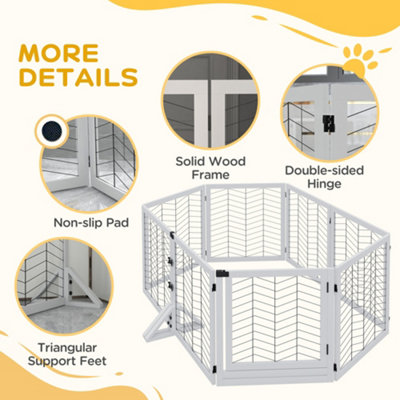 PawHut 8 Panels Freestanding Dog Barrier for S and M Dogs - White - 7