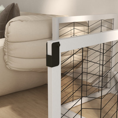 PawHut 8 Panels Freestanding Dog Barrier for S and M Dogs - White - 8