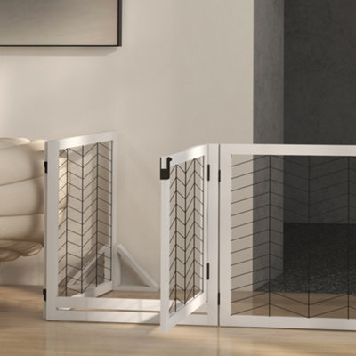 PawHut 8 Panels Freestanding Dog Barrier for S and M Dogs - White - 9