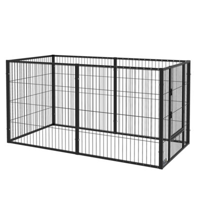PawHut 82.5-150 x 81cm Heavy Duty Pet Playpen, 6 Panel Exercise Pen for Dogs,  with Adjustable Length, for Indoors and Outdoors