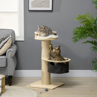 PawHut 84cm Cat Tree Kitty Activity Centre w Hammock and Bed