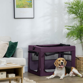 PawHut 90cm Pet Carrier, Cat Carrier, Cat Bag, Pet Travel Bag w/ Cushion, Carry Bag,  for Medium and Large Dogs - Purple