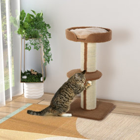 PawHut 91cm Cat Tree for Indoor Cats Kitten Activity Center Play Tower Perches Sisal Scratching Post Lamb Cashmere Brown