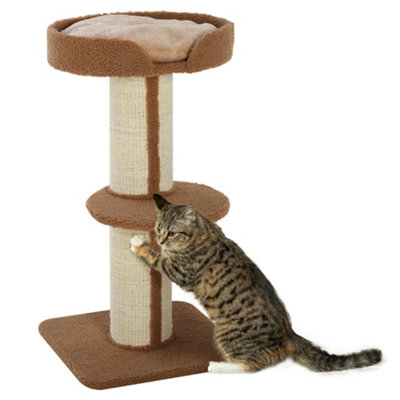PawHut 91cm Cat Tree for Indoor Cats Kitten Activity Center Play Tower Perches Sisal Scratching Post Lamb Cashmere Brown