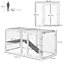 PawHut 9PCs Rabbit Hutch, DIY Guinea Pig Hideaway, Large Bunny Cage with Door Ramp Divider for Small Animals