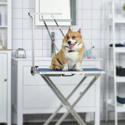 PawHut Adjustable Pet Grooming Arm w/ Clamp, Haunch Holders