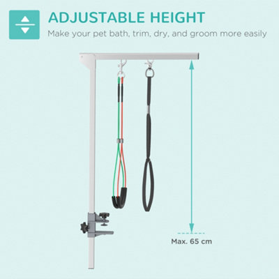 PawHut Adjustable Pet Grooming Arm w/ Clamp, Haunch Holders, Grooming Loop