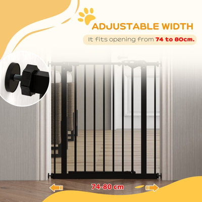 PawHut Adjustable Safety Gate w/ Four Adjustable Screws, Black