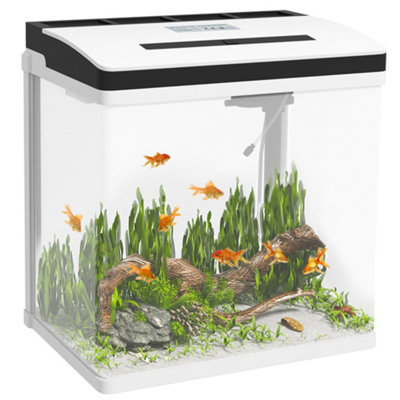 Desktop Mini Aquarium Fish Tank With Water Filter & Cover Silent Air 2.5W  Pump