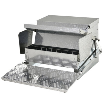 PawHut Automatic Chicken Feeder Galvanized Steel Poultry Feeders 11.5KG