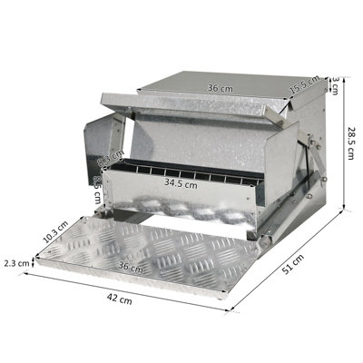 PawHut Automatic Chicken Feeder Galvanized Steel Poultry Feeders 11.5KG - 3