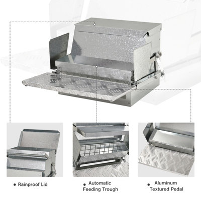PawHut Automatic Chicken Feeder Galvanized Steel Poultry Feeders 11.5KG - 7
