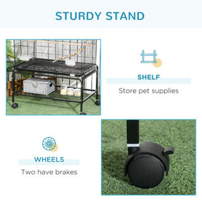 Curated visual reference: Picture Idea: Pawhut Bird Cage With Stand Wheels Toys For Budgies Finches