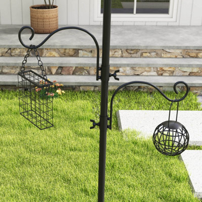 Pawhut Bird Feeding Station Kit Wild Bird Feeder Pole w/ 6 Hooks 4 Prong Bases - 8