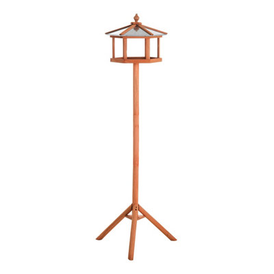 PawHut Bird Table Feeding Station with Stand for Garden Wooden 153cm
