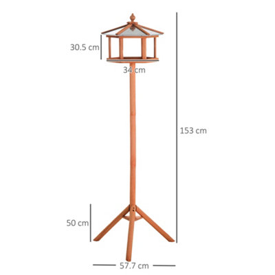 PawHut Bird Table Feeding Station with Stand for Garden Wooden 153cm - 3
