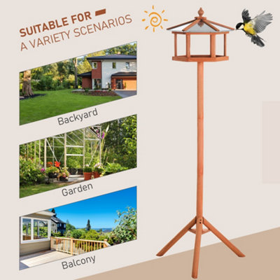 PawHut Bird Table Feeding Station with Stand for Garden Wooden 153cm - 6