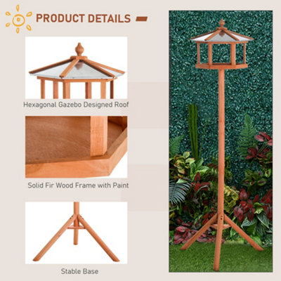 PawHut Bird Table Feeding Station with Stand for Garden Wooden 153cm - 7