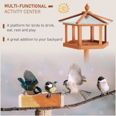 PawHut Bird Table Feeding Station with Stand for Garden Wooden 153cm