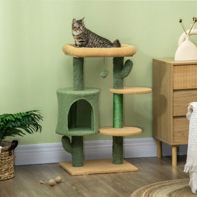 PawHut Cactus Cat Tree 90cm Cat Climbing Tower Kitten Activity