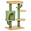 PawHut Cactus Cat Tree 90cm Cat Climbing Tower Kitten Activity Centre w/ Cat House, Bed, Scratching Posts and Hanging Toy Ball