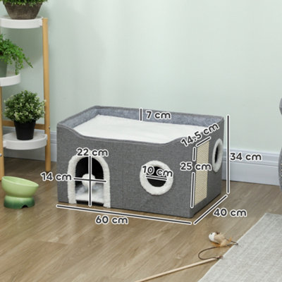 Carrot-Shaped Felt Cat House With Bed - Foldable Hideaway Cave For Indoor Cats & Small Pets, Scratch Resistant (Large, 16" X 16" X 12")