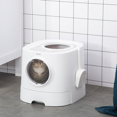 Cat litter outlet for portable toilet