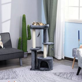 PawHut Cat Multi-Activity Tree Tower w/ Perch House Scratching Post Play Ball