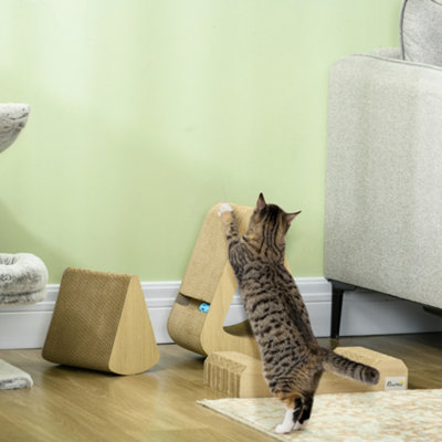 PawHut Cat Scratching Board with Catnip, Toy Ball, 38 x 21.5 x 39cm - Brown Price Comparisons | Compare The Build