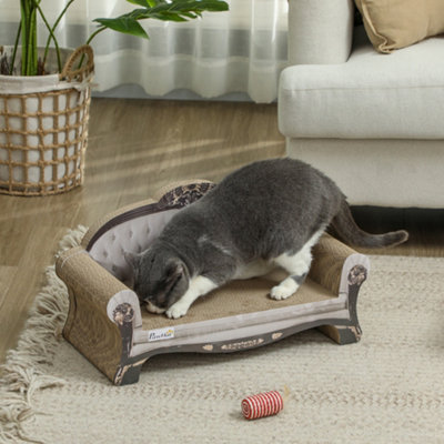 PawHut Cat Scratching Board with Organic Catnip for Indoor Cats, Brown