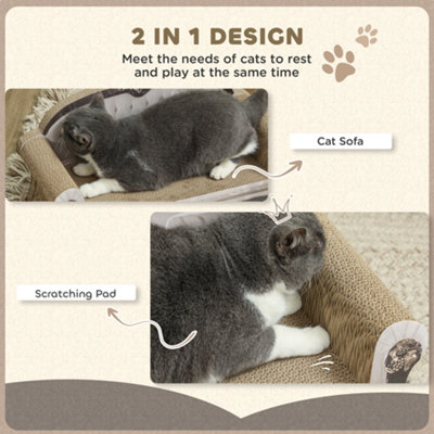 PawHut Cat Scratching Board with Organic Catnip for Indoor Cats, Brown