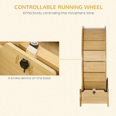 PawHut Cat Treadmill, 30" Wooden Cat Running Wheel with Brake, Natural