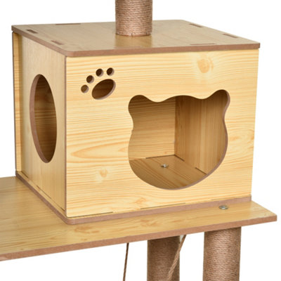 PawHut Cat Tree, 130cm Cat Tree for Indoor Cats, Multi-Level Plush Cat Tower