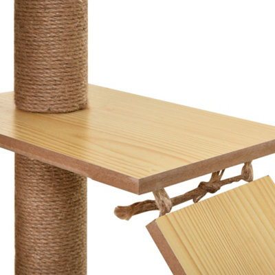 PawHut Cat Tree, 130cm Cat Tree for Indoor Cats, Multi-Level Plush Cat Tower