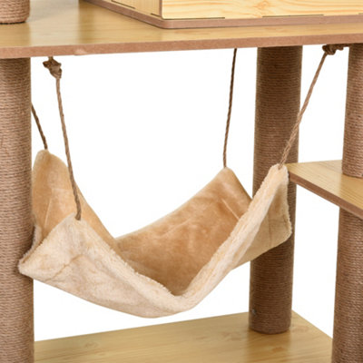 PawHut Cat Tree, 130cm Cat Tree for Indoor Cats, Multi-Level Plush Cat Tower