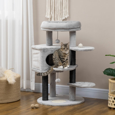 PawHut Cat Tree Cat Tower for Indoor Cats w Sisal Scratching Post Ramp Kitten Bed House