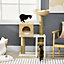 PawHut Cat Tree for Indoor Cats Kitten Tower Cattail Weave with Scratching Posts, Cat House, Bed, Ladder, Washable Cushions