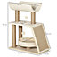 PawHut Cat Tree for Indoor Cats with Scratching Posts Pad, Kitten Tower with Bed Perch Ball Toy, 60 x 30 x 76 cm, Light Brown