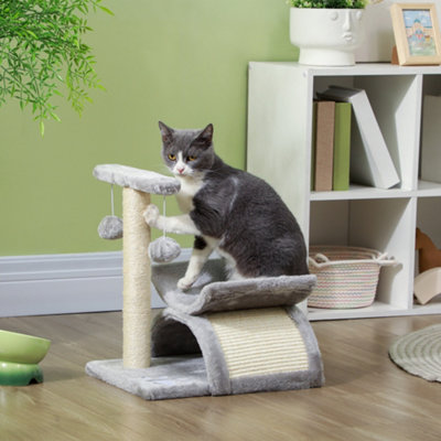 ALLSOPETS Krabpaal – Compacte Krabpaal Met Sisal, Tunnel, Bal En Pluche Speeltje, Geschikt Voor Kleine Katten Tot 4 Kg