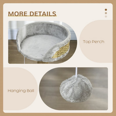 PawHut Cat Tree Tower Activity Centre with Scratching Posts Grey