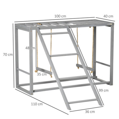 PawHut Chicken Activity Play Chicken Coop with Swing Set for 3-4 Chickens, Grey