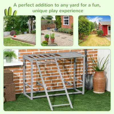 PawHut Chicken Activity Play Chicken Coop with Swing Set for 3-4 Chickens, Grey