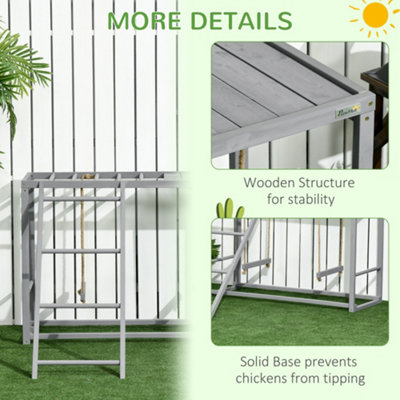 PawHut Chicken Activity Play Chicken Coop with Swing Set for 3-4 Chickens, Grey