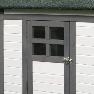 PawHut Chicken Coop Hen Poultry House w/ Nesting Box Outdoor Run Patio Wooden- Grey - 8