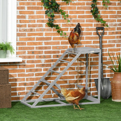 PawHut Chicken Coop Toy with Swing, Ladder, Platform for 2 Chickens, Hens, Grey Price Comparisons | Compare The Build