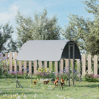 PawHut Chicken Run 1 Room Galvanised Chicken Coop Hen House w/ Cover 2.8 x 1.9 x 2m