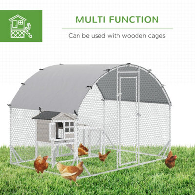 PawHut Chicken Run 1 Room Galvanised Chicken Coop Hen House w/ Cover 2.8 x 1.9 x 2m - 7