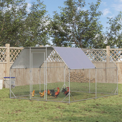 PawHut Chicken Run with Roof, Walk In Chicken Coop for 1012 Chickens