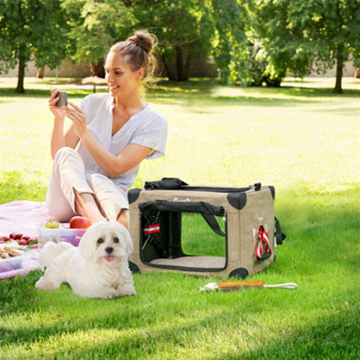 PawHut Collapsible Dog Crate Foldable Pet Carrier for Cats XS Dog 50x34x33cm Price Comparisons | Compare The Build